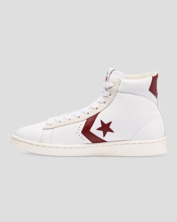 Tenis Cano Alto Converse Pro Couro Italy Branco Vermelhas | CV-094QKX