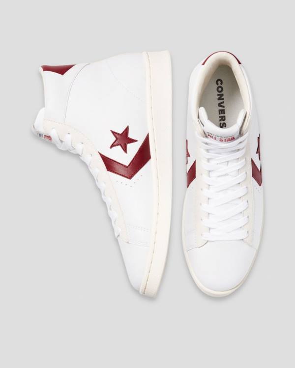 Tenis Cano Alto Converse Pro Couro Italy Branco Vermelhas | CV-094QKX