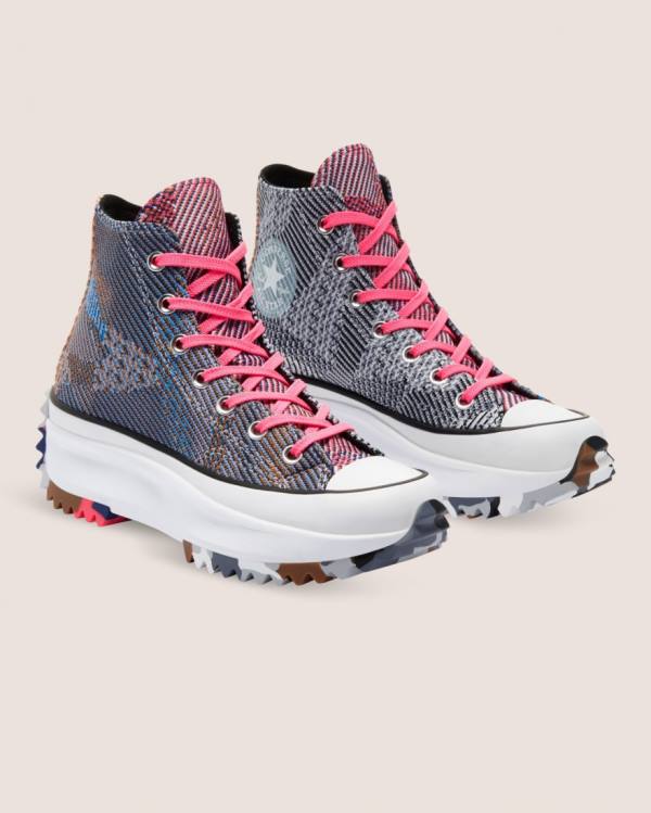 Tenis Cano Alto Converse Run Star Hike Knit Print Azuis Vermelhas | CV-475ANE