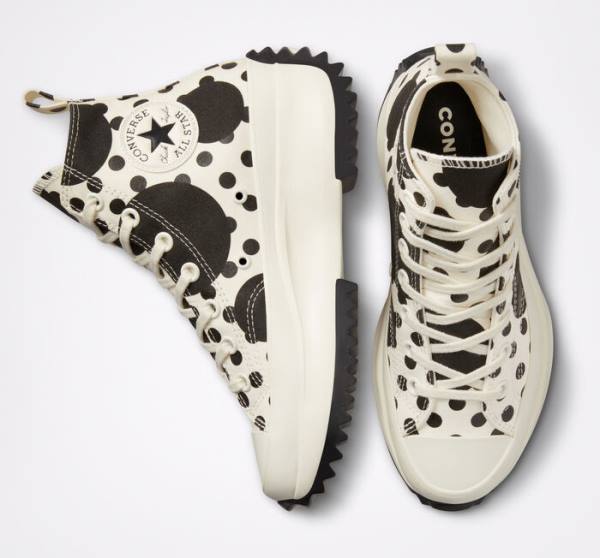 Tenis Cano Alto Converse Run Star Hike Plataforma Polka Dots Pretas | CV-320PWD