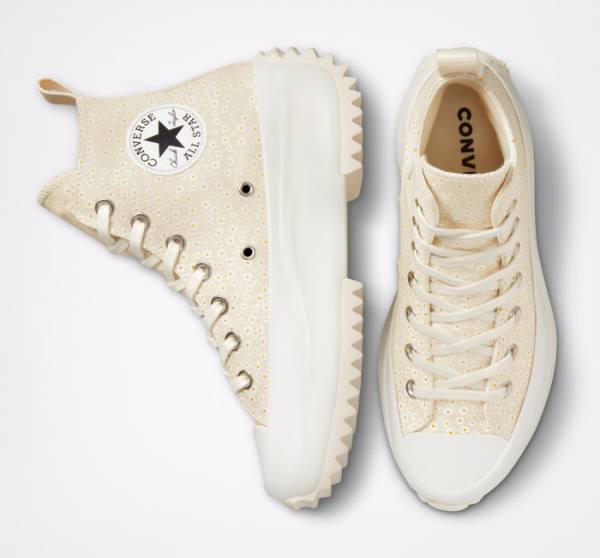 Tenis Cano Alto Converse Run Star Hike Plataforma Daisy Bege Branco | CV-503QNG