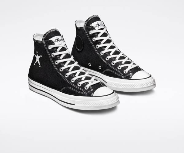 Tenis Cano Alto Converse Stussy Chuck 70 Pretas Branco | CV-014HDR