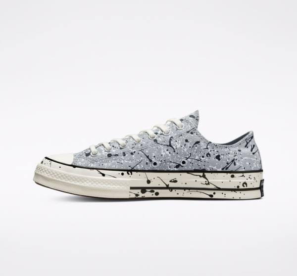 Tenis Cano Baixo Converse Chuck 70 Archive Paint Splatter Cinzentas Pretas Branco | CV-253SVW