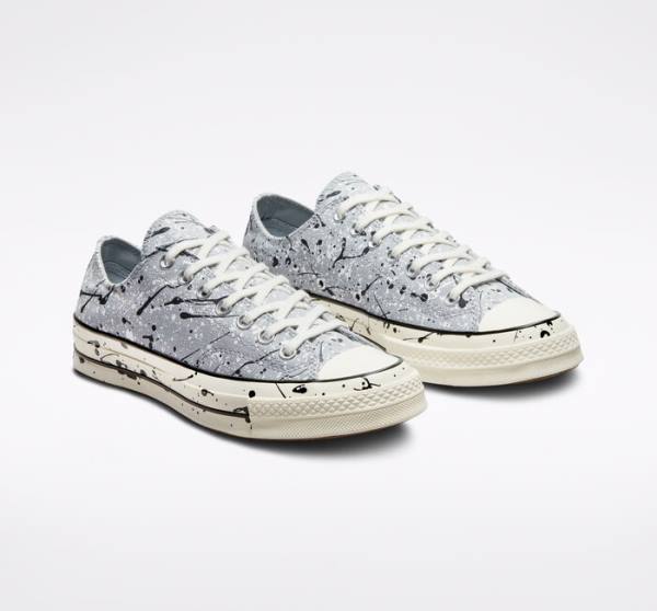 Tenis Cano Baixo Converse Chuck 70 Archive Paint Splatter Cinzentas Pretas Branco | CV-253SVW