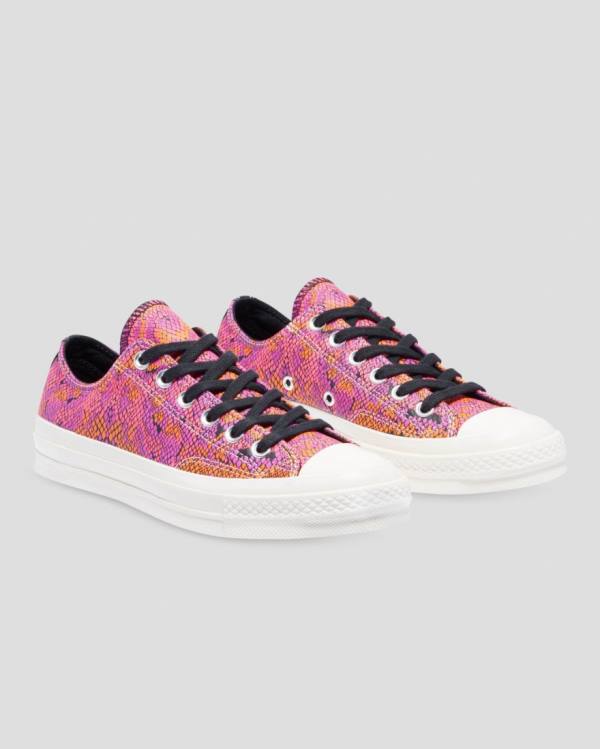 Tenis Cano Baixo Converse Chuck 70 Couro Printed Rosa Laranja | CV-089YLW