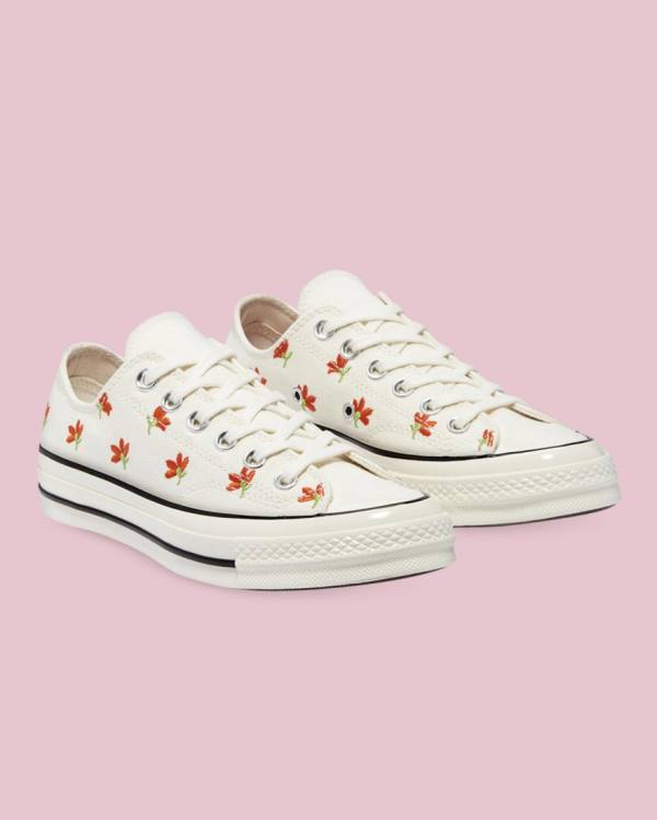 Tenis Cano Baixo Converse Chuck 70 Embroidered Garden Party Bege | CV-459PXM