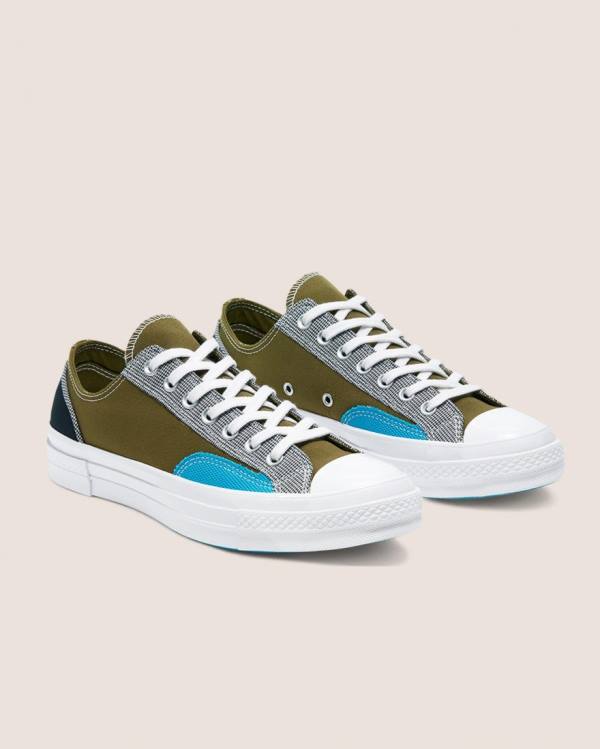 Tenis Cano Baixo Converse Chuck 70 Patchwork Verde Oliva Azuis | CV-541FIK