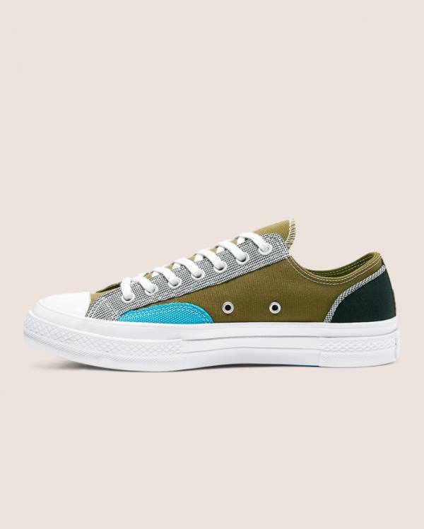 Tenis Cano Baixo Converse Chuck 70 Patchwork Verde Oliva Azuis | CV-541FIK