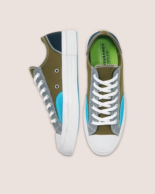 Tenis Cano Baixo Converse Chuck 70 Patchwork Verde Oliva Azuis | CV-541FIK