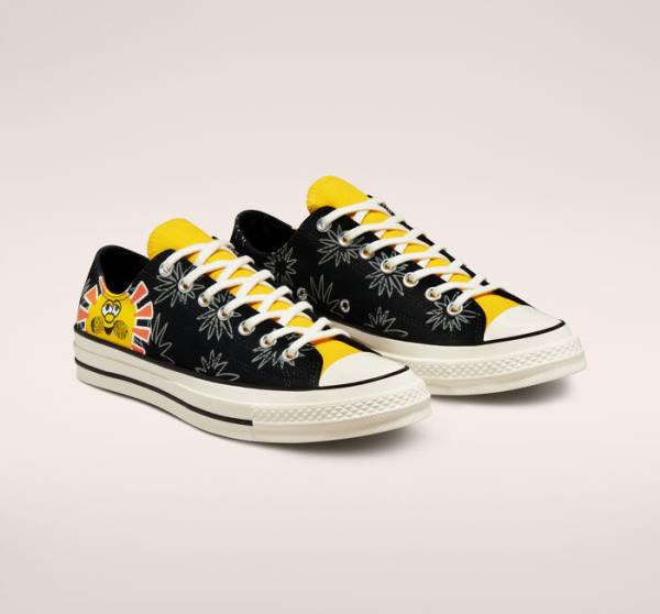 Tenis Cano Baixo Converse Chuck 70 Sunny Floral Pretas | CV-109JBD