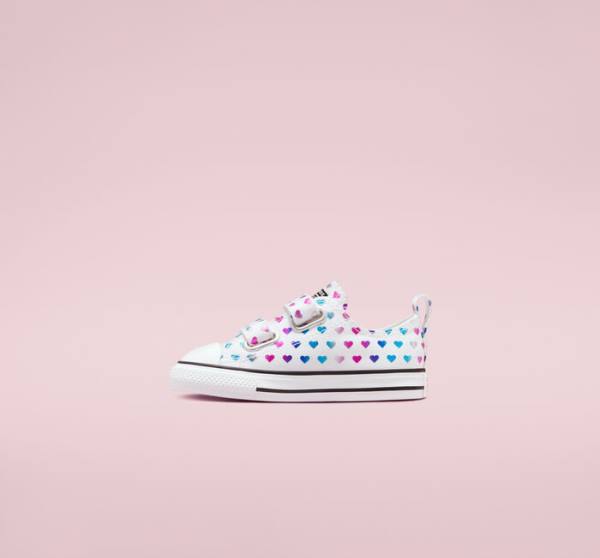 Tenis Cano Baixo Converse Chuck Taylor All Star Easy-On Foil Hearts Branco Pretas Rosa | CV-035DPZ