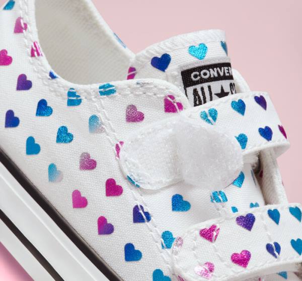 Tenis Cano Baixo Converse Chuck Taylor All Star Easy-On Foil Hearts Branco Pretas Rosa | CV-035DPZ