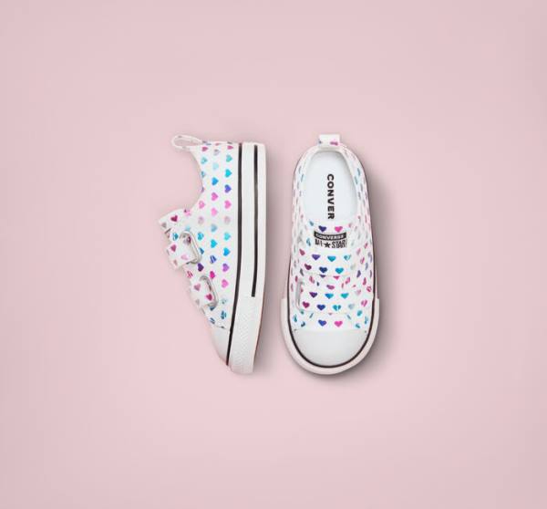 Tenis Cano Baixo Converse Chuck Taylor All Star Easy-On Foil Hearts Branco Pretas Rosa | CV-035DPZ