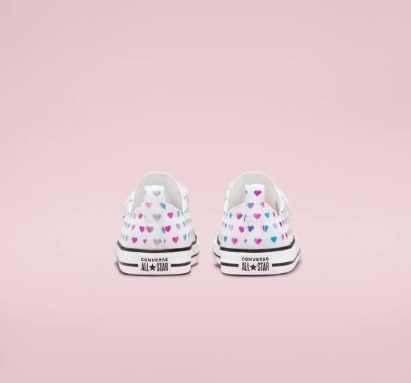 Tenis Cano Baixo Converse Chuck Taylor All Star Easy-On Foil Hearts Branco Pretas Rosa | CV-035DPZ