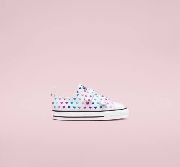 Tenis Cano Baixo Converse Chuck Taylor All Star Easy-On Foil Hearts Branco Pretas Rosa | CV-035DPZ