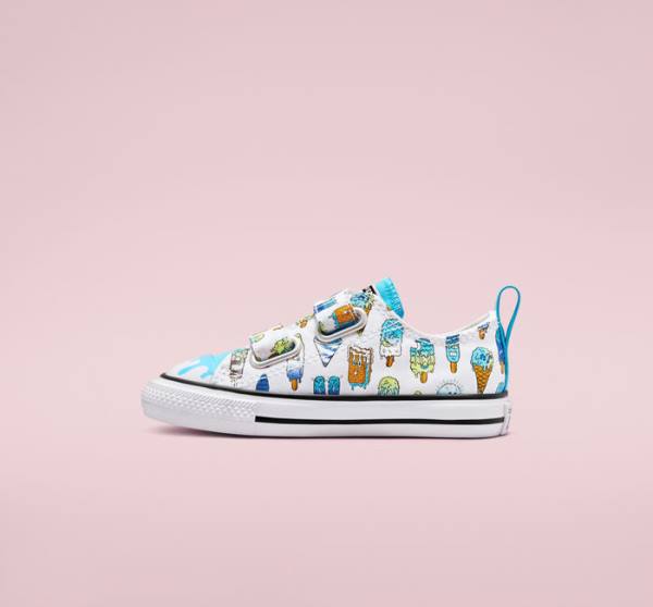 Tenis Cano Baixo Converse Chuck Taylor All Star Easy-On Frozen Treats Branco Azuis Luz Verdes | CV-086AVP