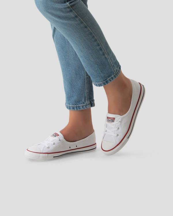 Tenis Cano Baixo Converse Chuck Taylor All Star Dainty Ballet Renda Slip Branco | CV-204QYS