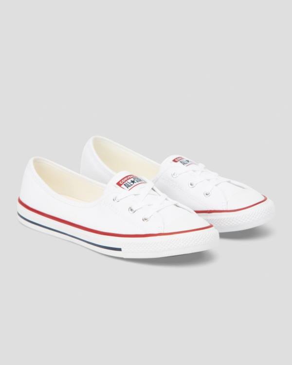 Tenis Cano Baixo Converse Chuck Taylor All Star Dainty Ballet Renda Slip Branco | CV-204QYS