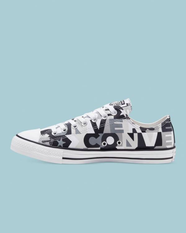 Tenis Cano Baixo Converse Chuck Taylor All Star Logo Print Pretas | CV-297EGQ