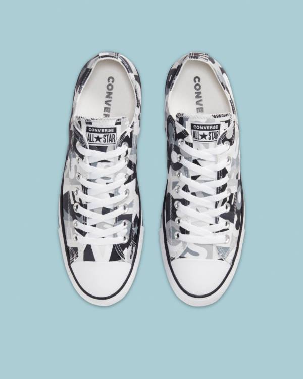 Tenis Cano Baixo Converse Chuck Taylor All Star Logo Print Pretas | CV-297EGQ