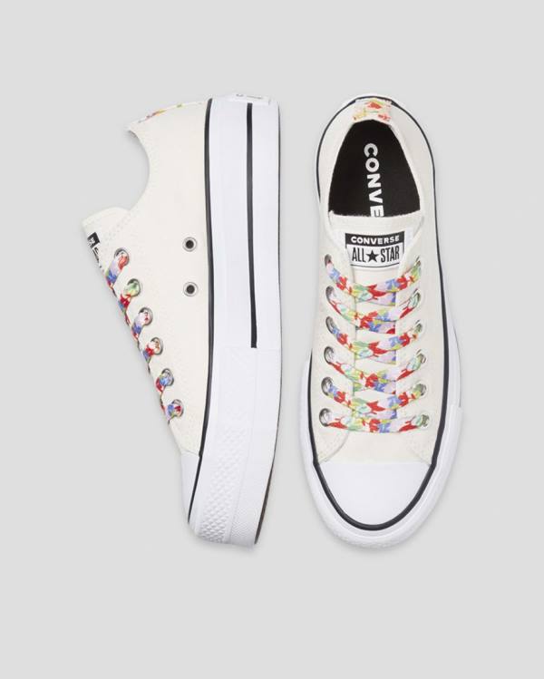 Tenis Cano Baixo Converse Chuck Taylor All Star Lift Garden Party Bege | CV-451QOW