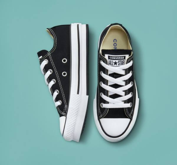 Tenis Cano Baixo Converse Chuck Taylor All Star Lift Plataforma Pretas Branco | CV-489WTB