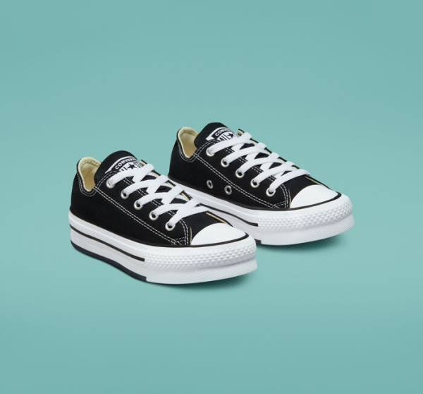 Tenis Cano Baixo Converse Chuck Taylor All Star Lift Plataforma Pretas Branco | CV-489WTB