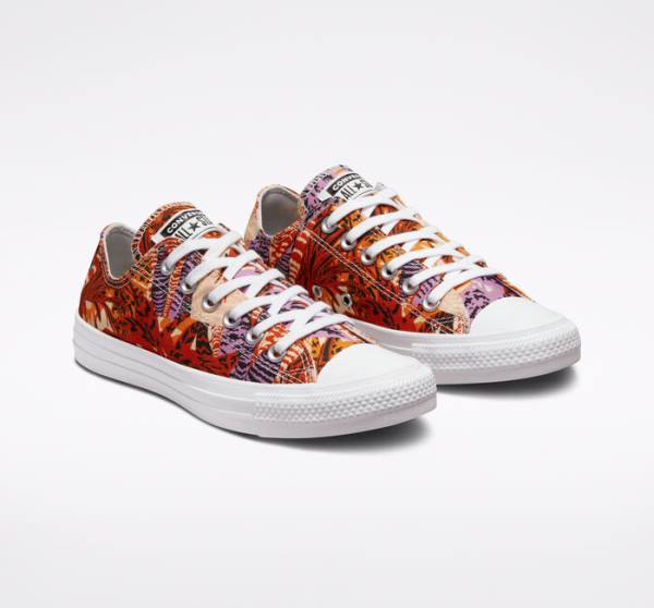 Tenis Cano Baixo Converse Chuck Taylor All Star Tropical Florals Laranja Pretas Branco | CV-527KPD