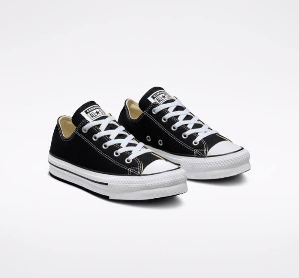 Tenis Cano Baixo Converse Chuck Taylor All Star Lift Plataforma Pretas Branco | CV-547ATH