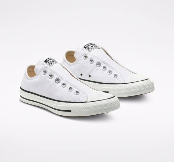 Tenis Cano Baixo Converse Chuck Taylor All Star Slip Branco Pretas Branco | CV-547IDB