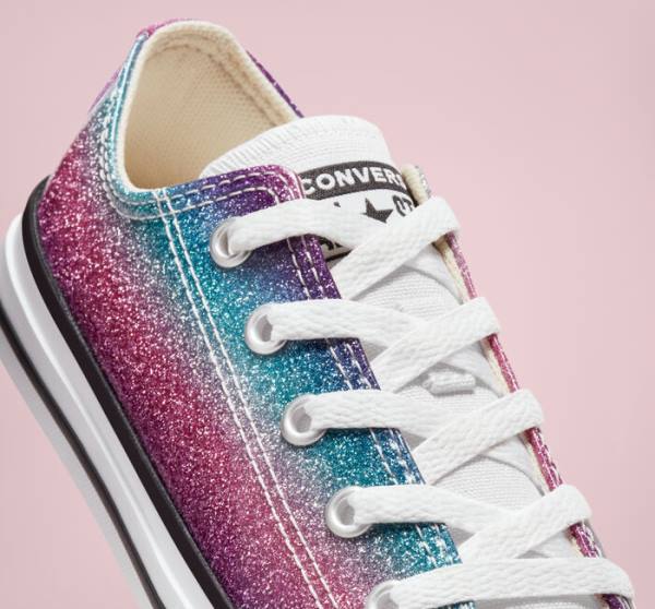 Tenis Cano Baixo Converse Chuck Taylor All Star Glitter Drip Branco Bege Branco Roxo | CV-583UBG