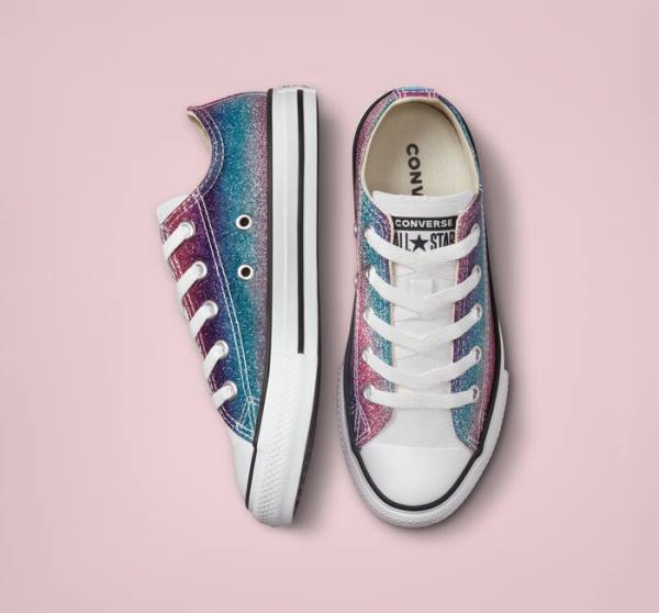 Tenis Cano Baixo Converse Chuck Taylor All Star Glitter Drip Branco Bege Branco Roxo | CV-583UBG