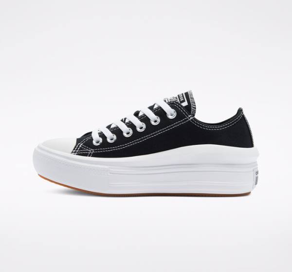 Tenis Cano Baixo Converse Chuck Taylor All Star Move Plataforma Pretas Branco | CV-610LWU