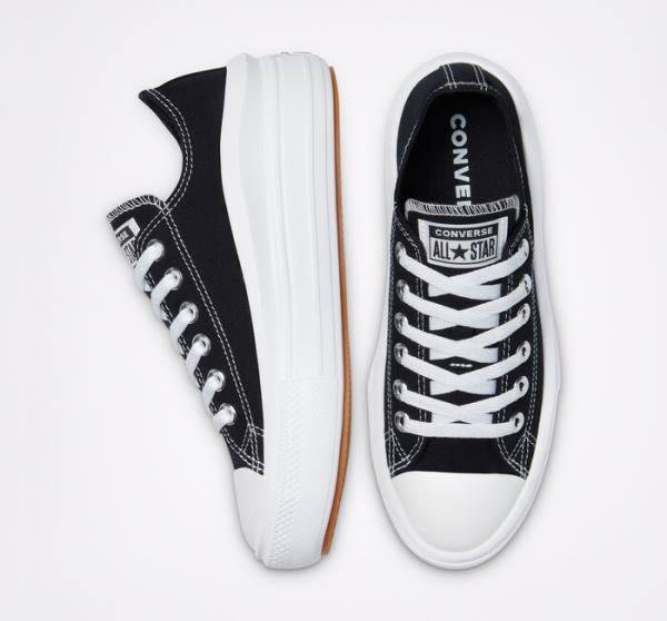 Tenis Cano Baixo Converse Chuck Taylor All Star Move Plataforma Pretas Branco | CV-610LWU