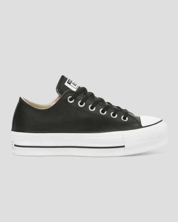 Tenis Cano Baixo Converse Chuck Taylor All Star Lift Clean Couro Pretas | CV-625TOL