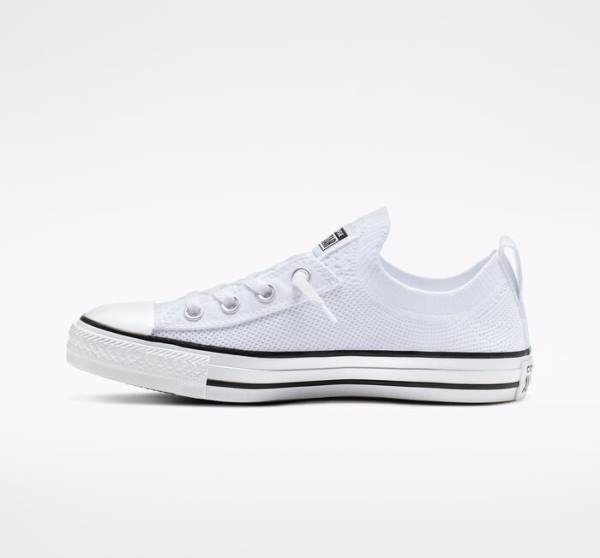 Tenis Cano Baixo Converse Chuck Taylor All Star Shoreline Knit Slip Branco Pretas Branco | CV-639YIS