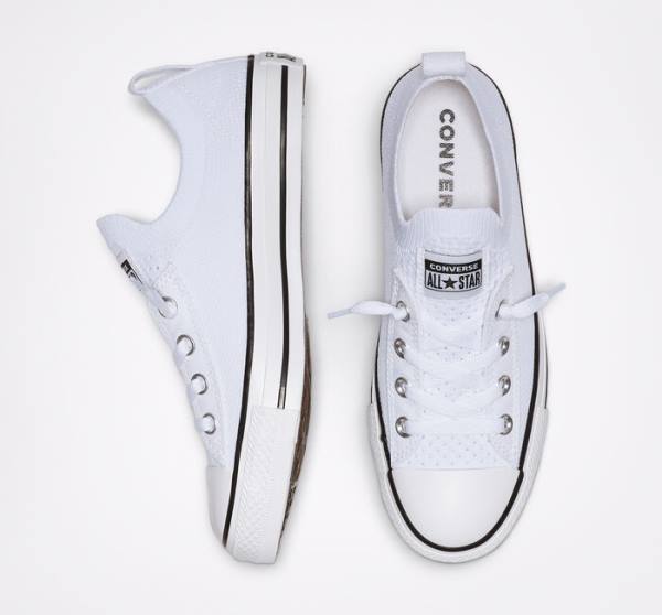 Tenis Cano Baixo Converse Chuck Taylor All Star Shoreline Knit Slip Branco Pretas Branco | CV-639YIS