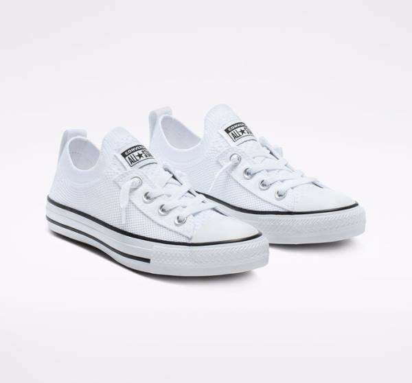 Tenis Cano Baixo Converse Chuck Taylor All Star Shoreline Knit Slip Branco Pretas Branco | CV-639YIS