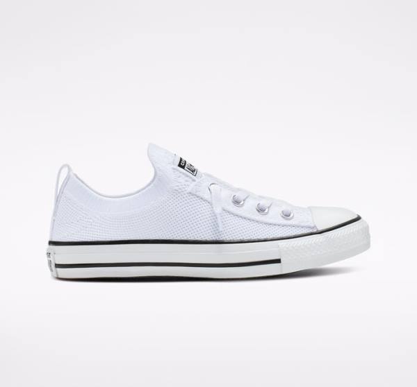 Tenis Cano Baixo Converse Chuck Taylor All Star Shoreline Knit Slip Branco Pretas Branco | CV-639YIS