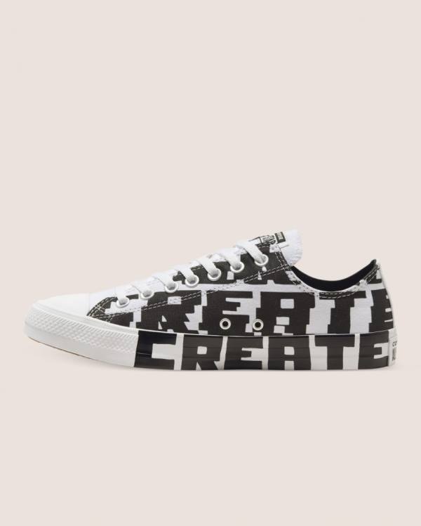 Tenis Cano Baixo Converse Chuck Taylor All Star Create Future Pretas Branco | CV-673ADJ