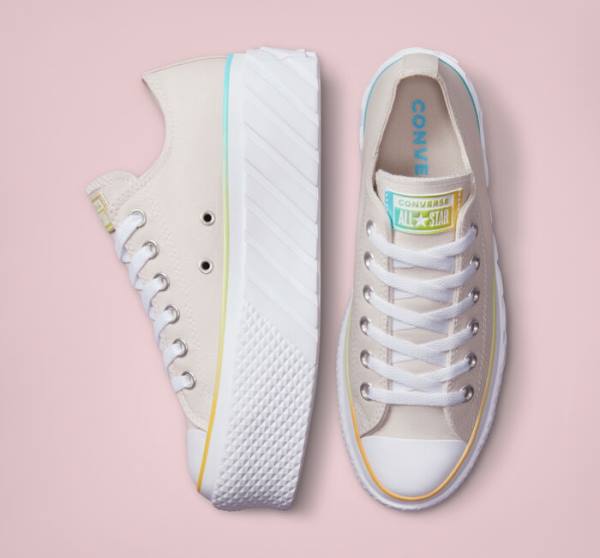 Tenis Cano Baixo Converse Chuck Taylor All Star 2X Lift Plataforma Gradient Branco Azuis | CV-708JIY