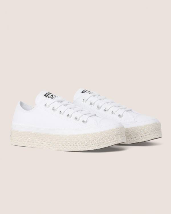 Tenis Cano Baixo Converse Chuck Taylor All Star Espadrille Plataforma Branco | CV-720CSQ