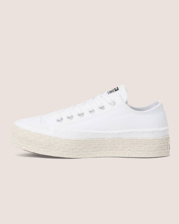 Tenis Cano Baixo Converse Chuck Taylor All Star Espadrille Plataforma Branco | CV-720CSQ