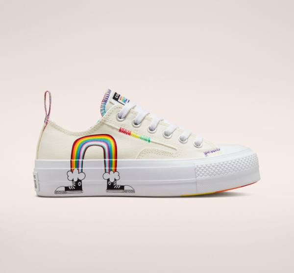 Tenis Cano Baixo Converse Chuck Taylor All Star Lift Plataforma Pride Vermelhas | CV-753THI