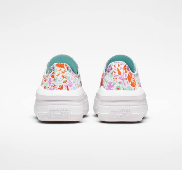 Tenis Cano Baixo Converse Chuck Taylor All Star Move Plataforma Paper Floral Branco Luz | CV-821TKI