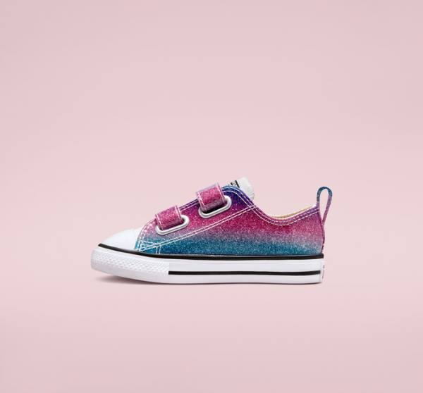 Tenis Cano Baixo Converse Chuck Taylor All Star Easy-On Glitter Drip Branco Bege Branco Roxo | CV-860AGW