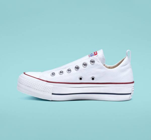 Tenis Cano Baixo Converse Chuck Taylor All Star Lift Plataforma Slip Branco Vermelhas Azuis | CV-860CSK