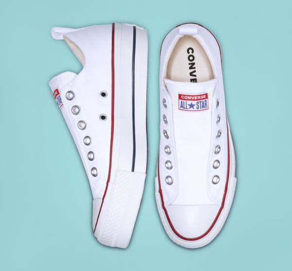 Tenis Cano Baixo Converse Chuck Taylor All Star Lift Plataforma Slip Branco Vermelhas Azuis | CV-860CSK