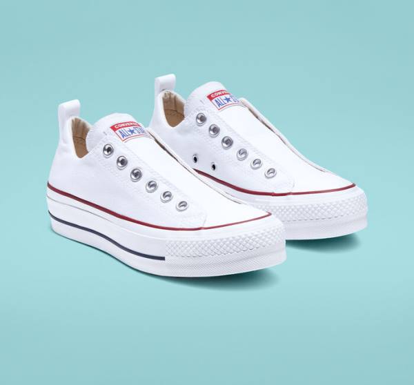 Tenis Cano Baixo Converse Chuck Taylor All Star Lift Plataforma Slip Branco Vermelhas Azuis | CV-860CSK