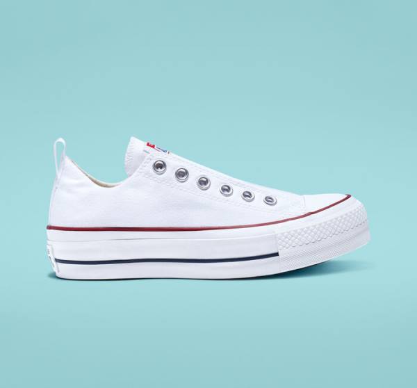 Tenis Cano Baixo Converse Chuck Taylor All Star Lift Plataforma Slip Branco Vermelhas Azuis | CV-860CSK